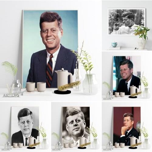 John F. Kennedy Great Celebrity Black White Poster Art Prints Canvas Painting Living Room Bar Pub Club Home Decor Wall Pictures