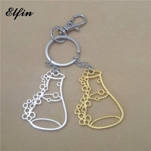 Elfin Trendy Erlenmeyer Flask Key Chains Potion Bottle Chemistry Laboratory Graduation Gift Conical Flask Key Rings
