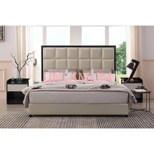 Europe and America Genuine leather bed frame Soft Beds Home Bedroom Furniture cama muebles de dormitorio / camas quarto 1.8*2 m