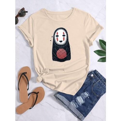 No Face Man Spirited Away Printing Women t Shirts Summer Hip Hop Clothing Anime Fashion t-Shirts Breathable Casual Female Tshirt