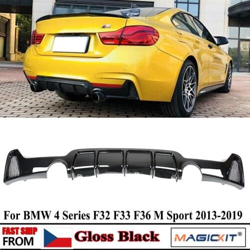 MagicKit Glossy Black Rear Bumper Diffuser For BMW F32 F33 M Tech Dual Tip Exhaust 14-18
