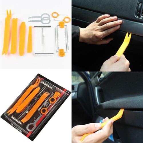 12Pcs Auto Trim Removal Tools Car Radio Door Clip Panel Trim Audio Removal Open Installer Pry Tool for Car Door Panel Trim