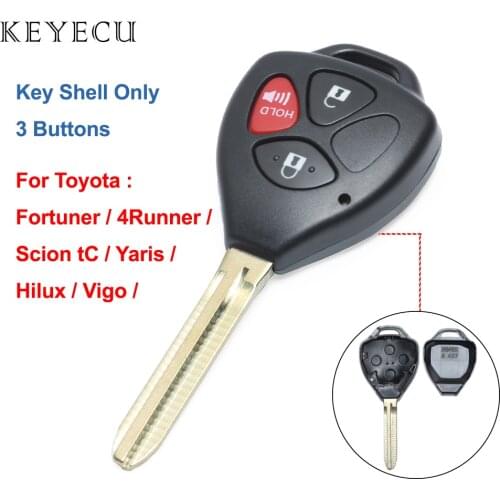 Keyecu 3 Buttons Remote Control Car Key Shell Case Cover for Toyota Yaris Scion TC Hilux Vigo 4Runner Fortuner