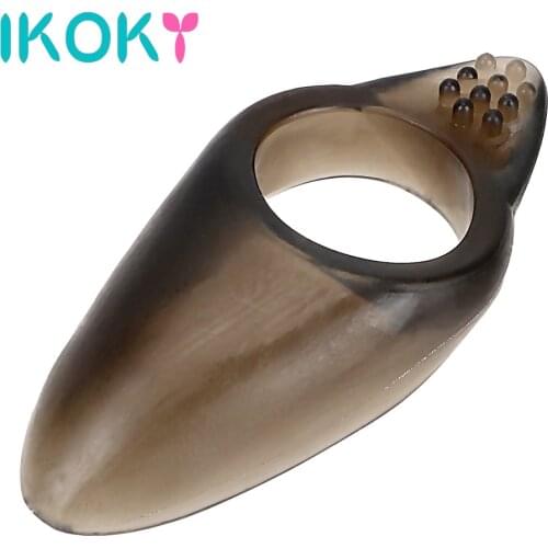 IKOKY Erotic Clitoris Stimulate Delay Ejaculation Penis Ring Sex Toys for Men Male Silicone Adult Products Cock Ring Flexible