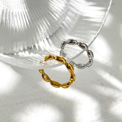 Monlansher Minimalist Geometric Oval Stainless Steel Ring For Women Daily Dainty Vintage Open Rings 6 Size