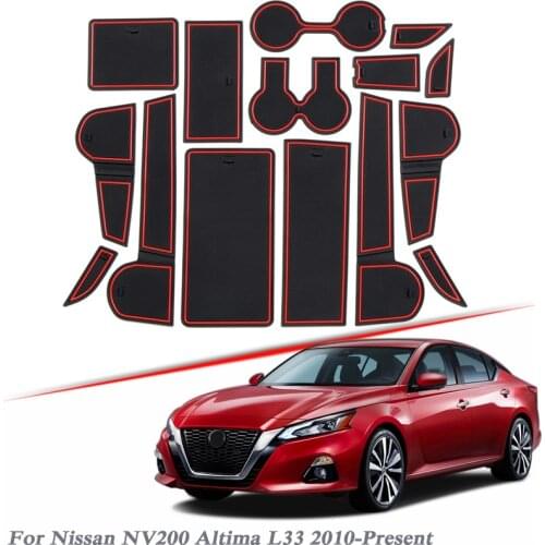 15pcs Car Styling For Nissan NV200 Altima L33 2010-2020 Latex Gate slot pad Interior Door Groove Mat Non-slip dust Mat Accessory