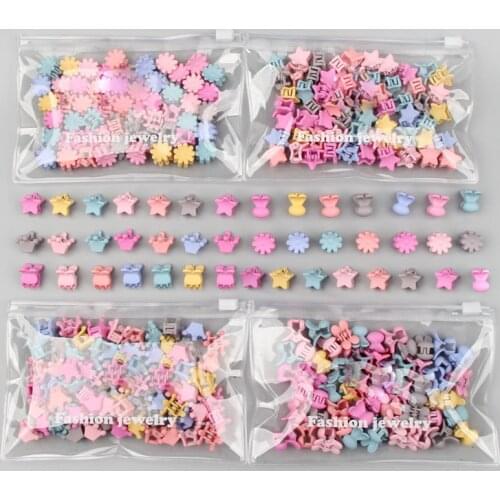 30Pcs/Bag Mini Cute Hair Claws Clips For Girls Baby Colorful Hairpin Cartoon Rabbit Flower Crown Star Hair Clips Children Clamp