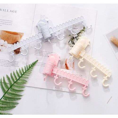 Multifunctional Double Hook Non-perforated Folding Strong Self Adhesive Door Wall Mounted Bathroom Kitchen Shelf Rack Organizer