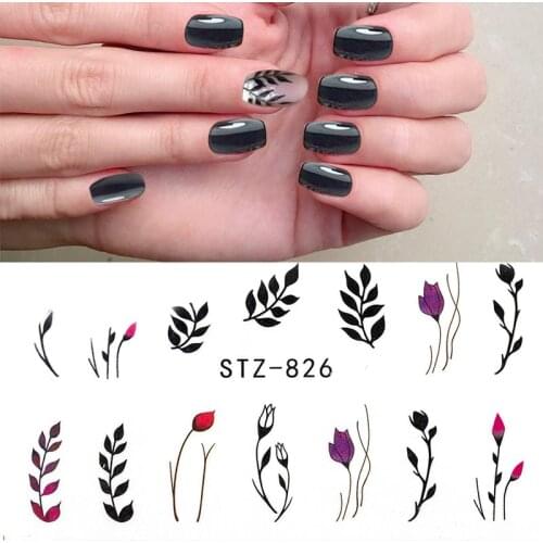 DIY Water Nail Decal and Sticker Flower Leaf Tree Green Simple Summer Slider for Nail Art Watermark Manicure Decor Wholesale
