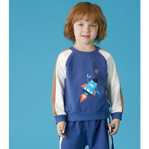 2019 new Korean childrens spring round neck sweater casual children striped raglan sleeve sweater boys Print Casual Sweatshirt