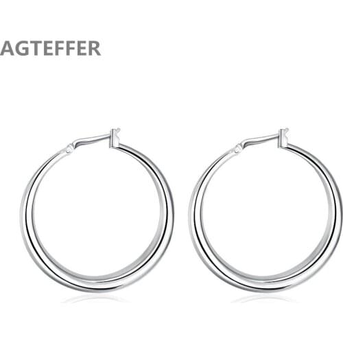 AGTEFFER 2021 New Style 925 Sterling Silver Soft Hoop Earrings Ladies Fashion Wedding Party Jewelry Valentines Day Gifts