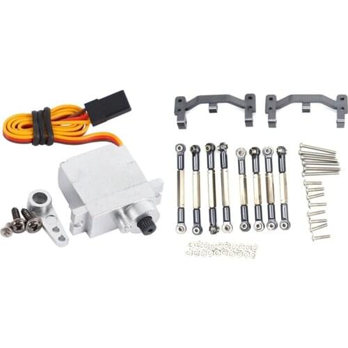 Upgrade Metal for Gear Servo + Metal Arm with RC Car Spare Parts Upgrade Metal Pull Rod Servo Rod Pull Rod Base,Titanium