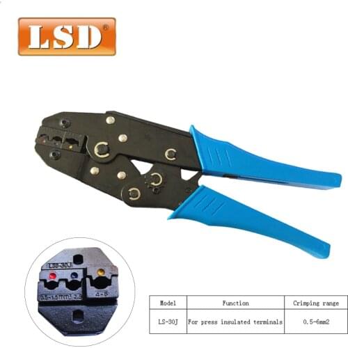 Crimping tool plier for insulated terminals 0.5-6mm2, AWG20-10 LS-30J ratchet crimping plier for terminal