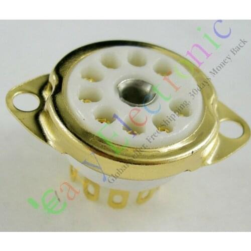 Wholesale and retail 20pc Gilded 9pin Ceramic vacuum tube socket top mount valve For 12AX7 12AU7 ECC82 free shipping