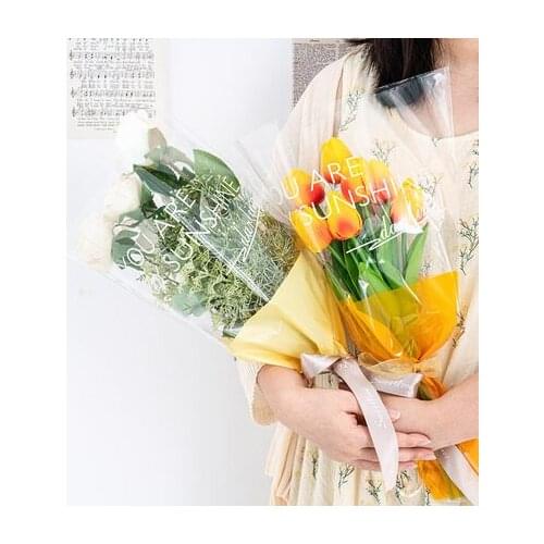 30PCS Flower Bags Waterproof Flower Wrapping Bags Bouquet Rose Flowers Transparent Gifts Packaging Material For Wedding Party