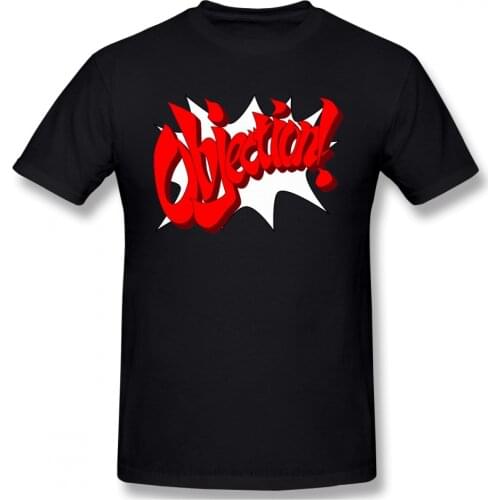 Phoenix Wright Ace Attorney Miles Edgeworth Mia Fey Games TShirts for Men OBJECTION Funny Crewneck Cotton T Shirt 2020