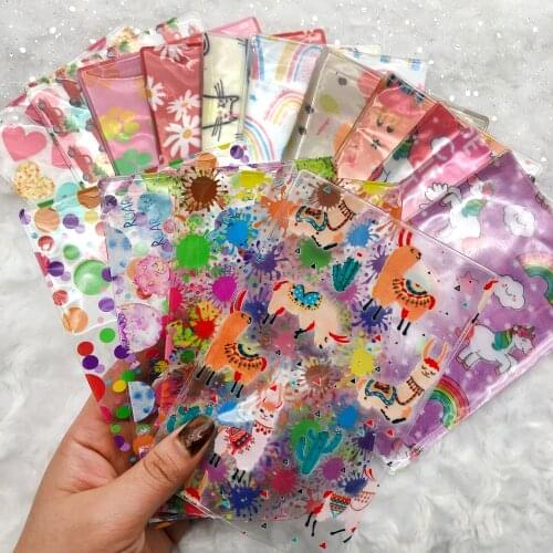 10pcs/ set PVC 10*15cm Transparent Shaker Pocket Patterned Sealed Shaker Sleeve Flower Plastic Bags DIY without Shaker,10Yc17230