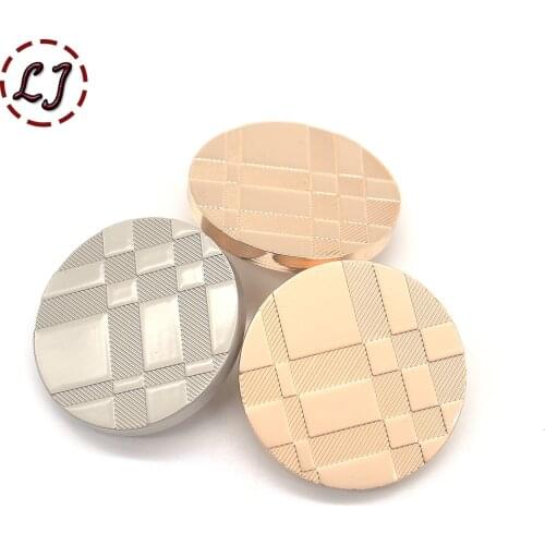 High quality 10pcs/lot new fashion decorative buttons gold plane Lattices metal sewing button for women men overcoat shirt DIY