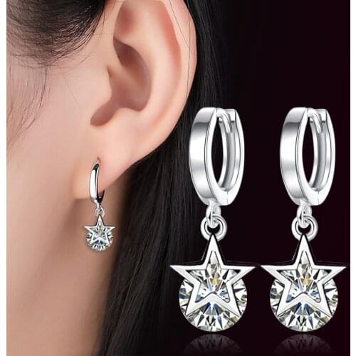 925 Sterling Silver Pentagram Geometric Stud Earrings For Women 925 Earing Fashion Jewelry Earrings