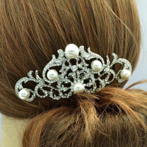 Wedding Bridal Hair Comb Jewelry Accessories Hairpins Clear Rhinestone Crystals Imitation Pearls FA2937FS
