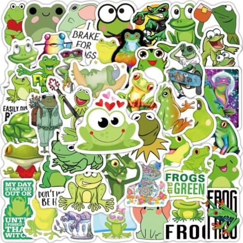 10/30/50Pcs Cute frog Graffiti Waterproof Skateboard Travel Suitcase Phone Laptop Luggage Stickers DIY Kids Girl Toys
