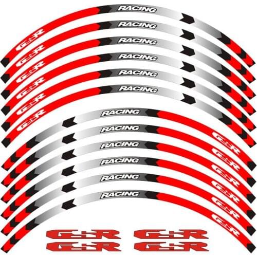 High quality 12 Pcs Motorcycle Wheel Sticker stripe Reflective decoration decals For Suzuki GSR