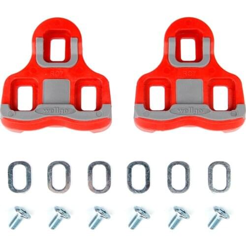 Wellgo RC-7B RC7B 7C Road Bicycle Pedals Lock Cleats Black/Red Road Bike Locking Lateral Cleats Set 0/6 Degree For R096 Look KEO