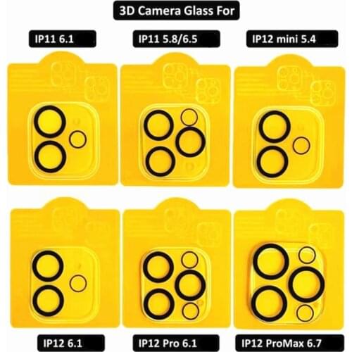 50PCS For IPHONE 12 pro max/11 Pro Max/11 pro/12 mini TOP 3D Full Covered Clear Back Camera lens Tempered Glass screen protector