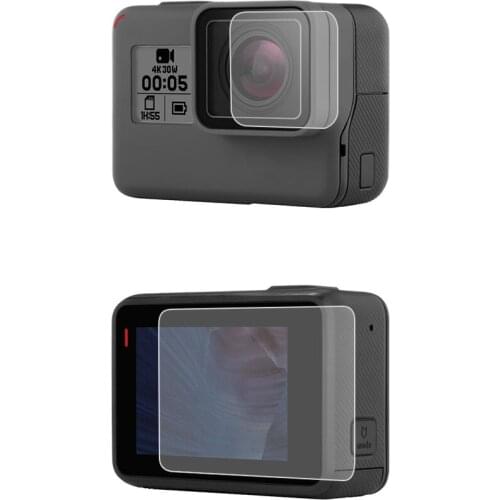 Camera Tempered Glass Protector for GOPRO Hero 5 Hero 6 Hero 7 Action Camera Lens LCD Front Screen Protective Film Black
