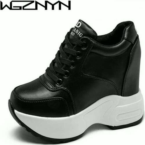 2020 NEW Women Ankle Boots Spring Autumn PU Leather Shoes Woman Platform Height Increased Sneakers 10 CM Thick Sole Wedges W705