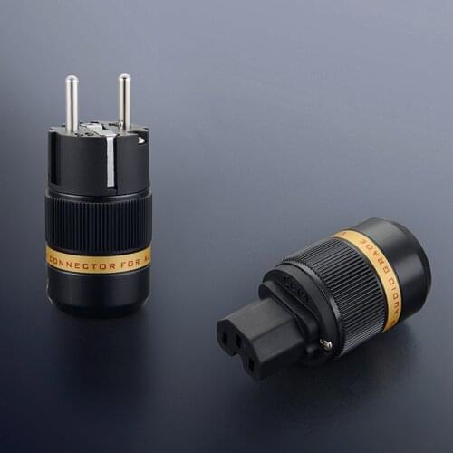 1Pair Viborg VE501R Pure copper Rhodium Plated Schuko Male Power Plug Connector Audio Male Plug HIFI Power Plug