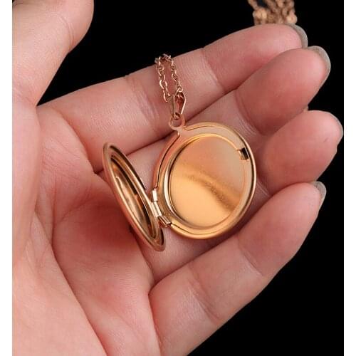 1pcs Stainless Steel Circular Locket Pendants For Women Men Openable Photo Frame Glossy Stainless Steel Necklaces