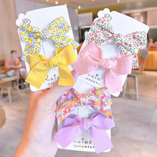 2Pcs/Set Floral Bow Baby Hair Clips Kids Headdress Girl Hair Clip Children Hairpin Bowknot Barrettes Baby Hair Accessories
