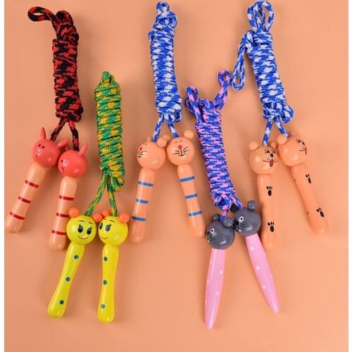5 Colors Lovely Cartoon Skipping Ropes Wood Handle Kids Jump Ropes Wood Handle Sport Bodybuilding Fitness