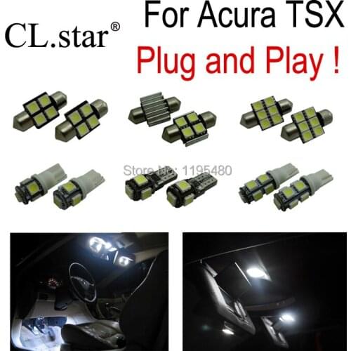 6pc X Free shipping Xenon white LED interior light kit for Acura TSX 2004-2011