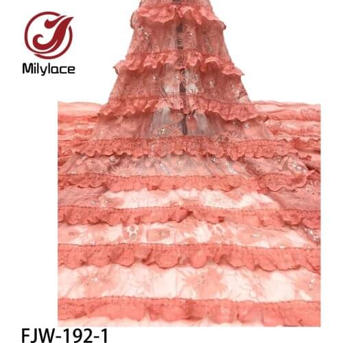 African Lace Fabric 2020 High Quality 3D Lace Sequins Embroidered Lace Trim 5 Yards /Lot for Party Dress FJW-192