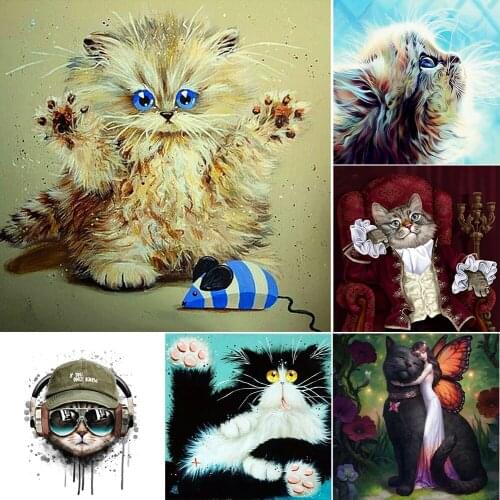 5d Diy Diamond Painting Abstract Animal Cat Inlaid Rhinestone Cross Stitch Mosaic High Quality Handmade Gift Decoration Painting