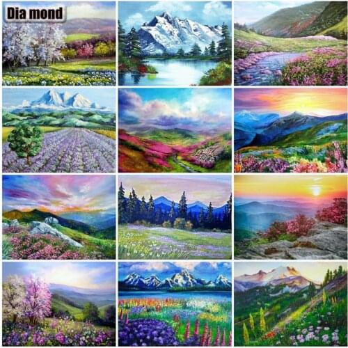 5D DIY Diamond Painting Mountain Scenery Diamond Embroidery Flower Landscape Mosaic Cross Stitch Kit Wall Stickers Home Decor