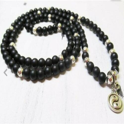 6MM Obsidian Bracelet 108 Beads Buddha Pendant Buddhism Bless Lucky Mala Spirituality Energy Handmade Unisex