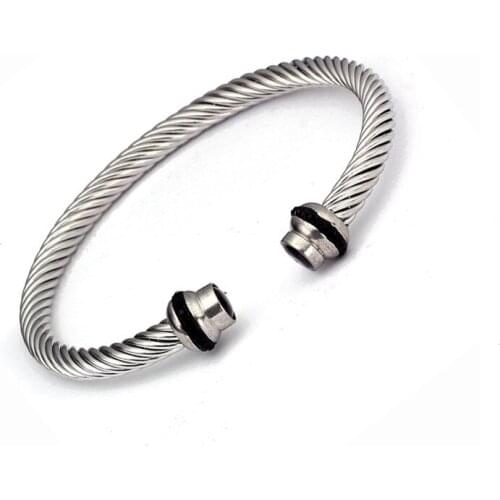 Unique Design Silver Color Chain Link Wristband Bangles Original Brand Open Steel Cuff Charm Bracelet Men Women Jewelry