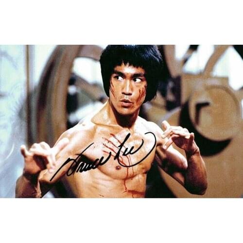 BRUCE LEE AUTOGRAPH SIGNED PHOTO Art Film Print Silk Poster Home Wall Decor 24x36inch