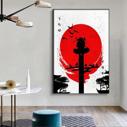 Black Red Anime Poster Naruto Uchiha Itachi Canvas Painting Mural Living Room Child Bedroom Home Wall Decoration