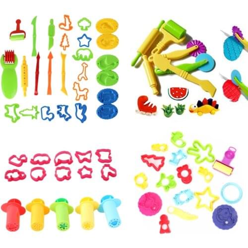 Color Play Dough Model Tool Toys Creative 3D Plasticine Tools Playdough Set Clay Moulds Deluxe Set Learning Education Toys872969