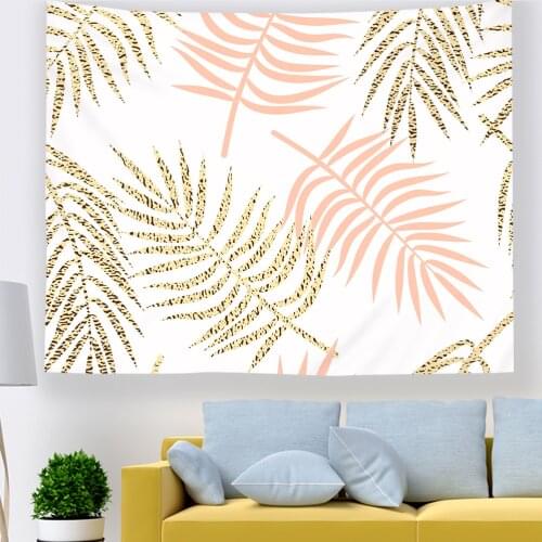 Hawkalice Tapestry Gold Leaves Tapestry Tropical Garden Vintage Hippie Tapestry Wall Hanging For Bedroom Living Room Dorm Decor