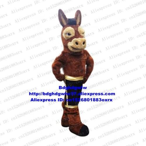 Brown Long Fur Donkey Burro Mule Hinny Mascot Costume Cartoon Character Campaign Propaganda Anniversary Celebrations zx2669