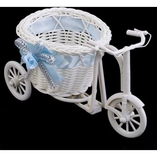 Beauty Rattan Tricycle Bike Flower Basket Vase Storage Garden Wedding Party Decoration Office Bedroom Holding Candy Gift