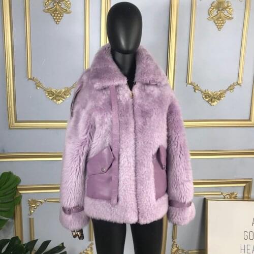 Jacket Coat Sheepskin Wool Fur Outwear Women Autumn Winter Fashion Shearing Warm Casual Overcoat Solid Color