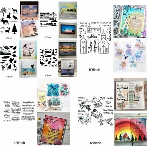 Mix Cute Bird Deer Tree Flower Branch House Letter Sentence Clear Silicone Stamps DIY For Scrapbook Craft Make Cards Photos 2020