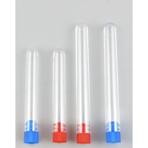Refillable clear plastic perform tube with lids plugs 10ml Small plastic Test Tube Shape With Plastic Stopper Diameter 12mm