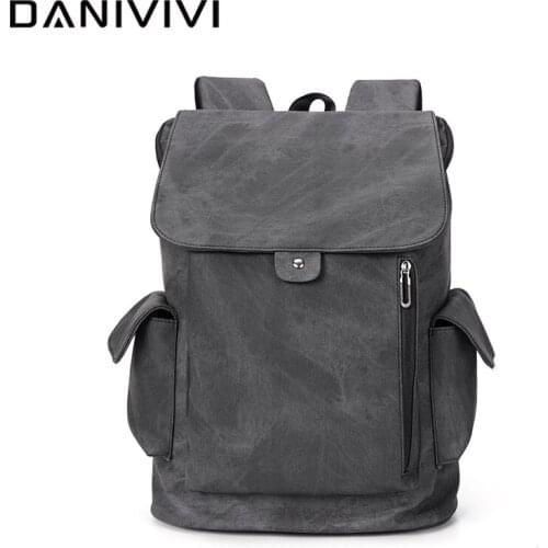 Fashion Travel Backpack Men Laptop Computer Backpack Leather School Bag Softback Mens Bagpack Casual Waterproof Mochila Hombre